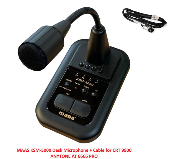 MAAS KSM-5000 Desk Microphone + Cable for CRT 9900 & ANYTONE AT 6666 PRO