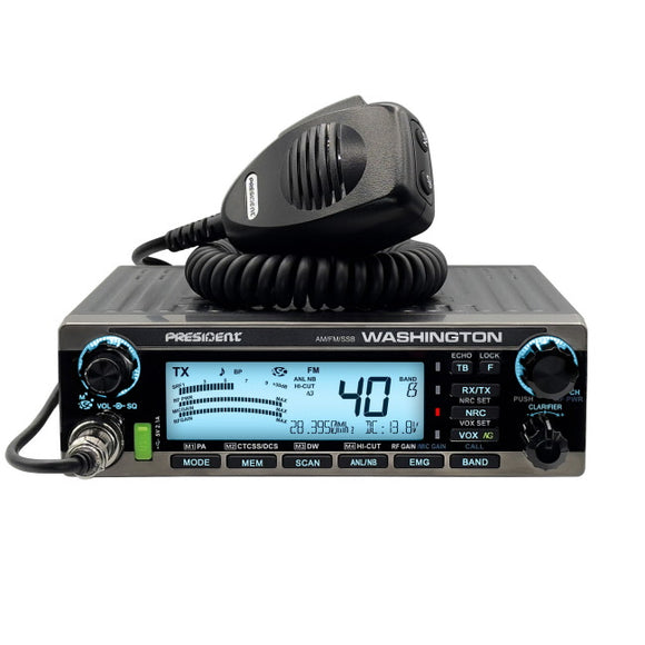 President Washington 10m & 12m 80W CB Ham Mobile Transceiver Radio, Cooling Fans On Request.